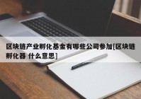 区块链产业孵化基金有哪些公司参加[区块链孵化器 什么意思]