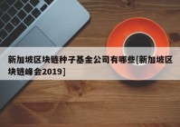 新加坡区块链种子基金公司有哪些[新加坡区块链峰会2019]